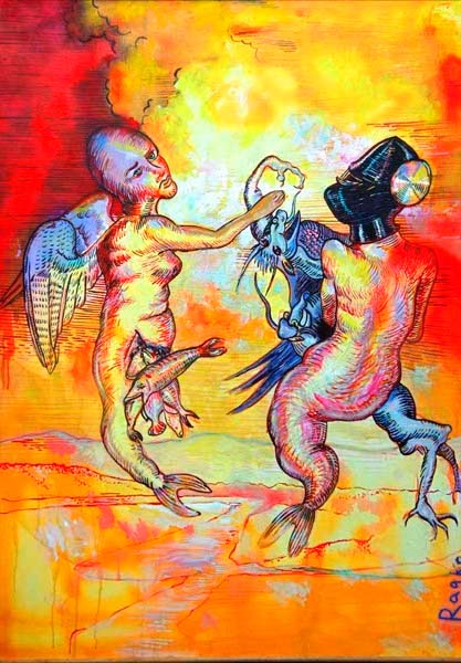 Shumpal y demonios sobre Ayllaleufu pintura al óleo